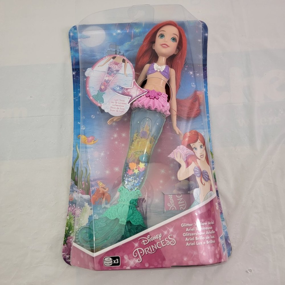 Disney Princess Glitter ‘N’ Glow ARIEL Doll - Hasbro Disney Princess Doll - Picture 1 of 16